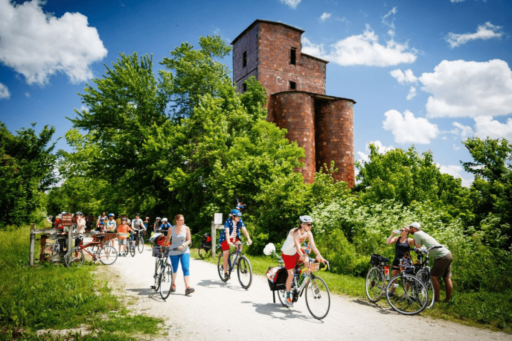 Riders make their way to Boonville on the Katy Trail during Pedaler's Jamboree.